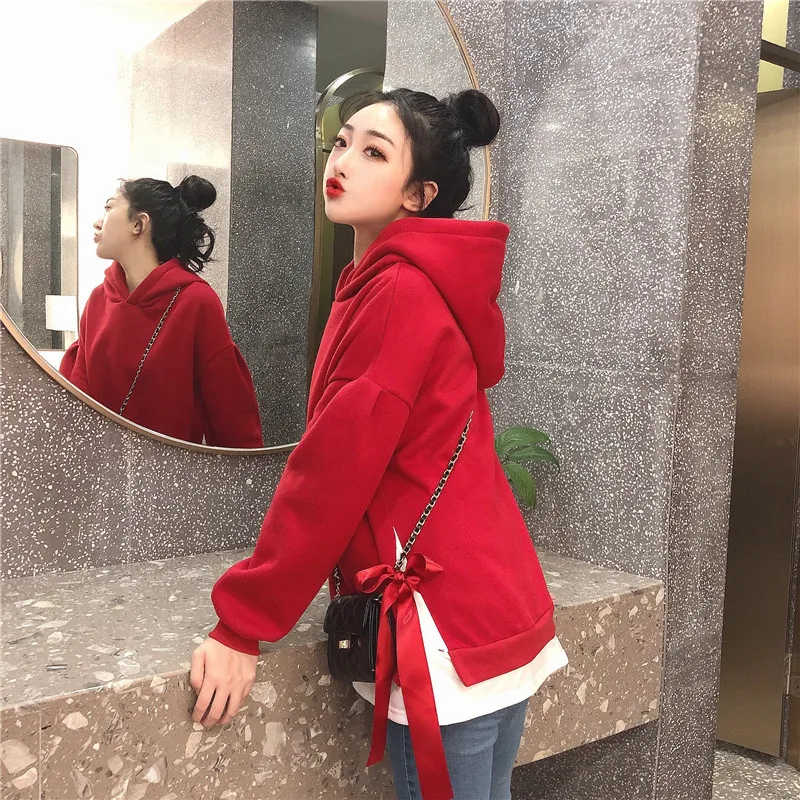 Hoodies Women Hooded Solid High Quality Warm Korean Style Loose Drawstring Harajuku Womens Casual Students Thicker Velvet Girls