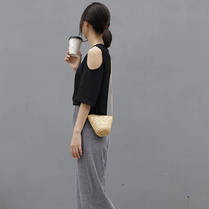 Женские сумки через плечо бохо Соломенная Сумка вязаный клатч сумочка летняя