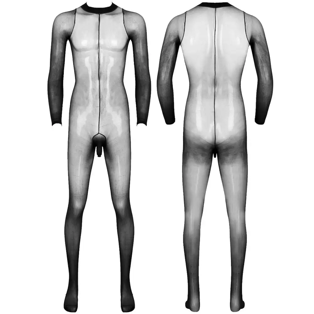 

Men Erotic See Through Sheer Open Penis Sheath Stretchy Full Body Sexy Lingerie Bodysuits Pantyhose Full Bodystockings Nightwear
