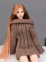 high quality brown handmade knitted woven sweater for barbie doll clothes tops coat dress for 16 bjd doll accessories kids toy