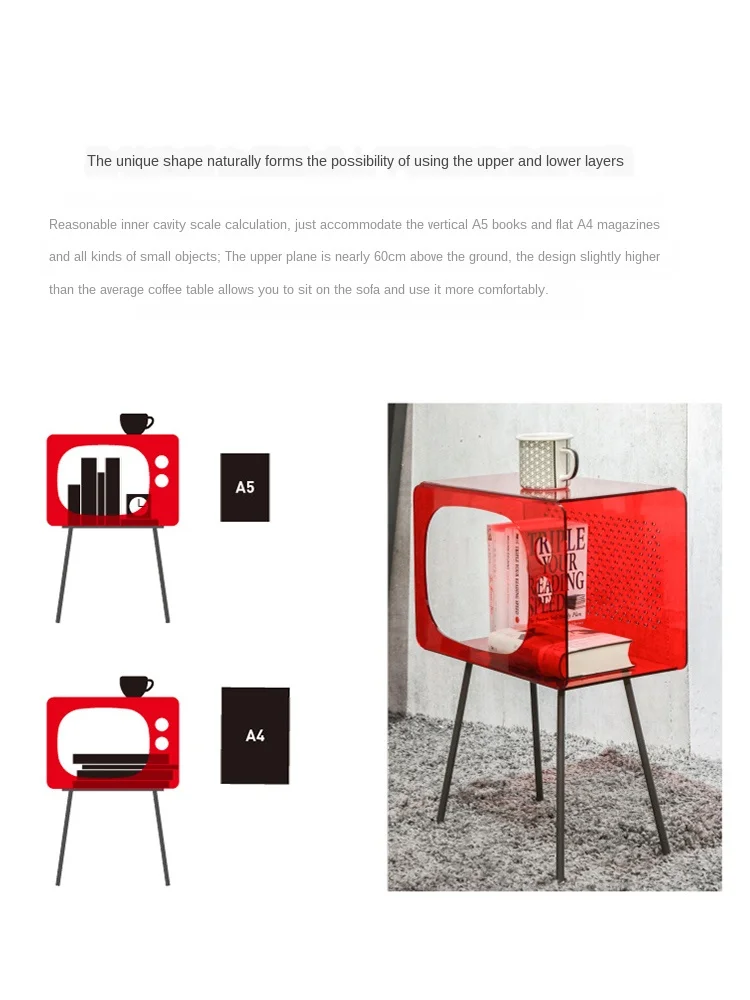 

simple bedroom acrylic creative bedside table retro workmanship light luxury art sofa desk solid reliable modern mesa