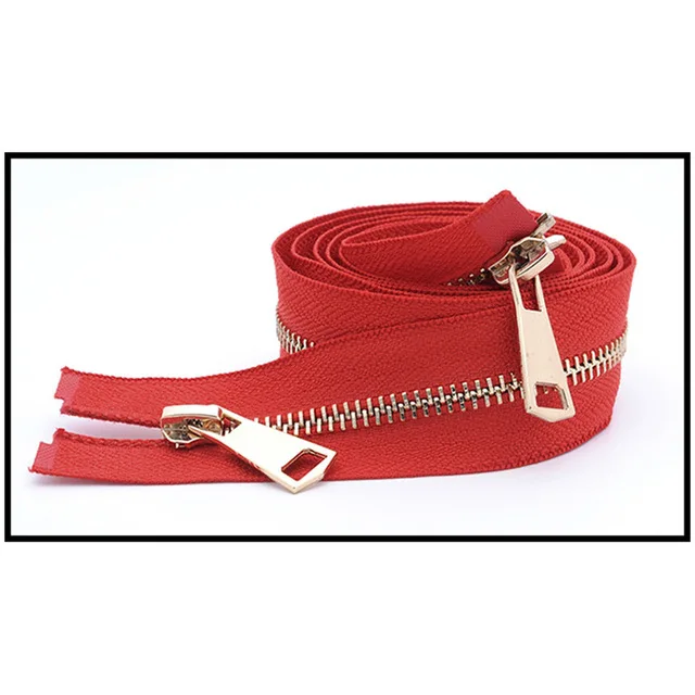 GoldRed Meetee 120 см 5# двойной слайдер застежки-молнии для шитья открытая металлическая молния Gunblack зубы куртка молния DIY 13 цветов A3-9 - Цвет: GoldRed
