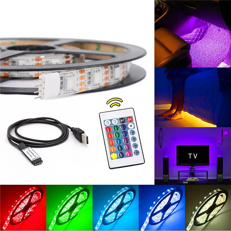 Светодиодная лента 5 в USB светильник RGB 5050 SMD с дистанционным управлением HD ТВ