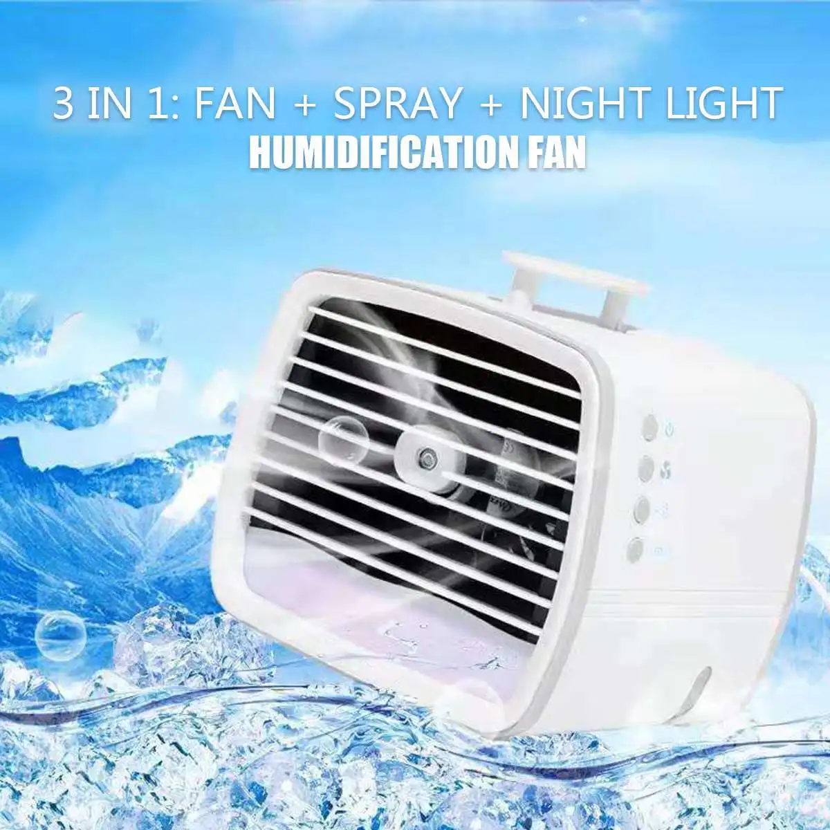 구매 3 IN 1 선풍기 휴대용 에어컨 및 가습기 및 야간 조명 USB 테이블 선풍기 에어컨 리필 미니 선풍기 사무실 침실 저렴한 3 IN 1 선풍기 휴대용 에어컨 및 가습기 및 야간 조명 USB 테이블 선풍기 에어컨 리필 미니 선풍기 사무실 침실