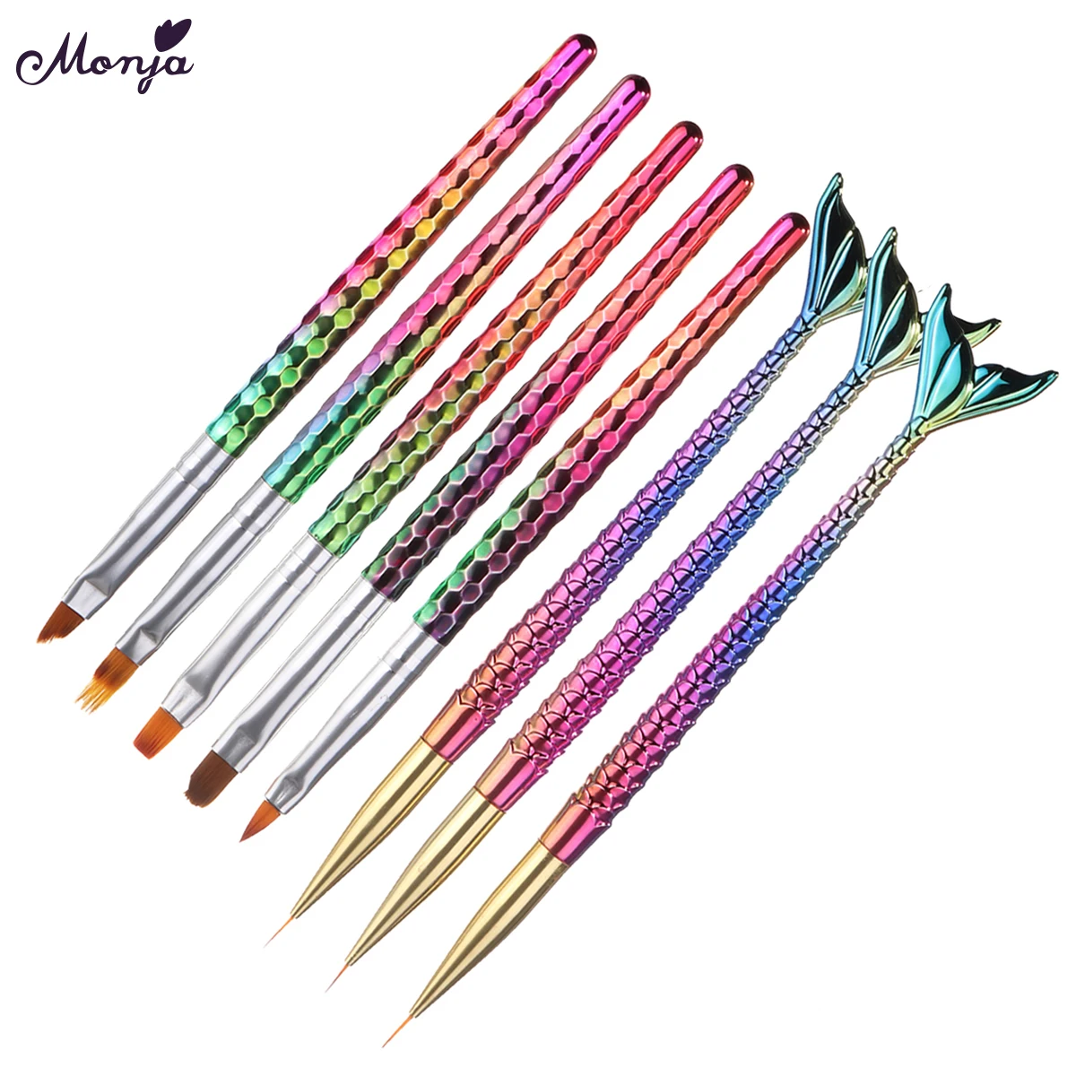 Monja дизайн ногтей Русалка сотовая ручка полосы линии Лайнер Кисть Для Рисования