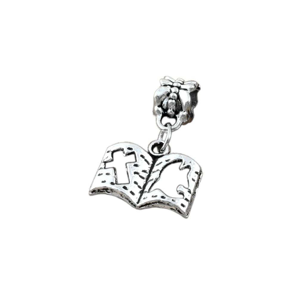 

100pcs Zinc Alloy Metal Cross Book Charm Big Hole Bead Fit Bracelet Jewelry 17x 26mm A-180a