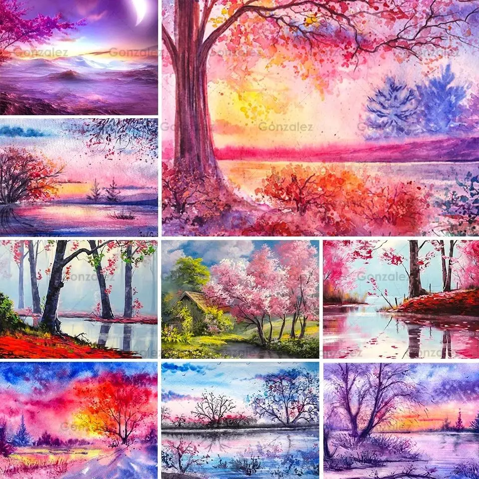 

Full Drill 5D Diy Pink Flower Tree Diamond Painting Rhinestone Embroidery Mosaic Cross Stitch Home Room Decoration Gifts Crafts