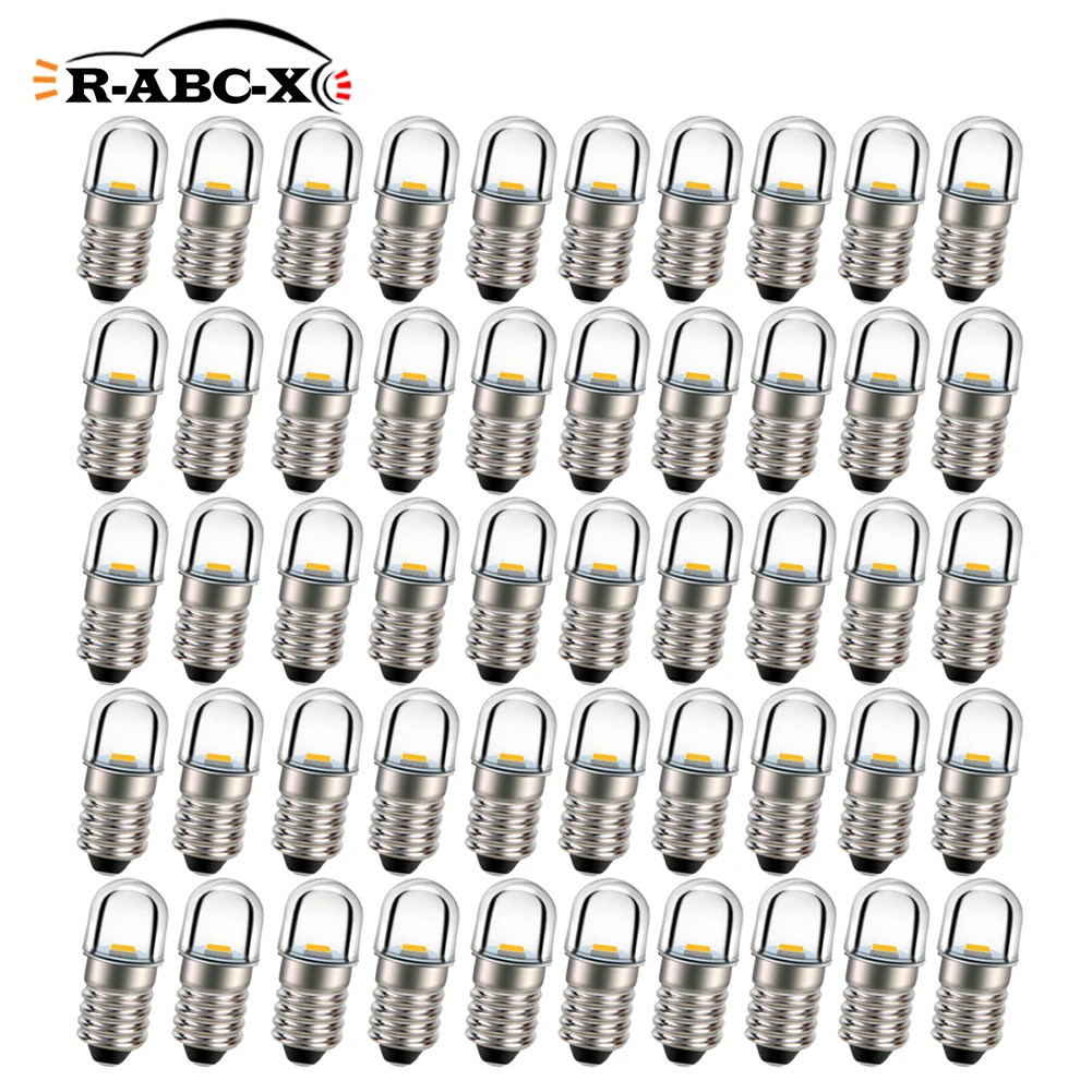 

RUIANDSION Wholesale 100Pcs E10 P13.5S 3V 4.5V 6V 12V 18V 6000K 4300K 2835SMD Equipment Indicator Light Flashlight Torch Bulb