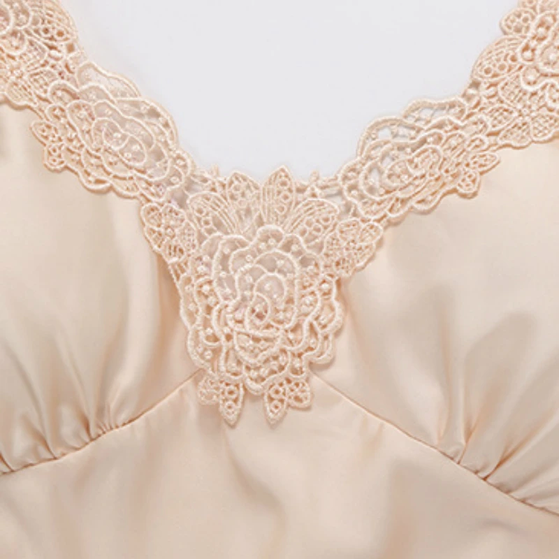 

Nightgowns Women Solid Summer Breathable Thin Sexy Sleepwear Homewear Womens Elegant New Spaghetti Strap Sleeveless Korean Style