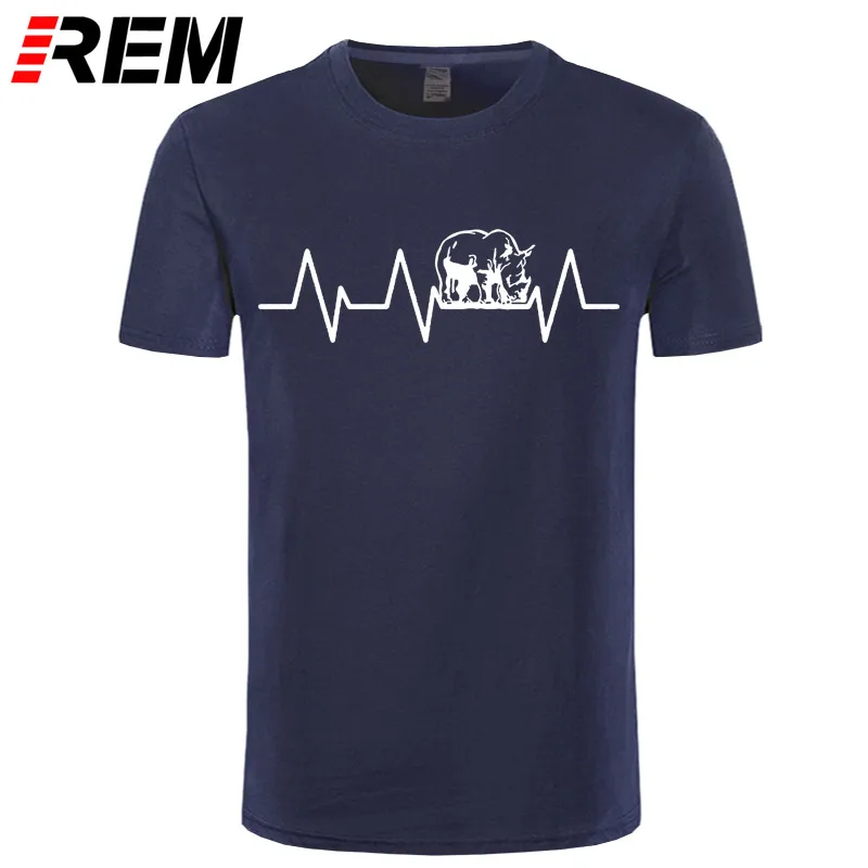 

High Quality Casual Printing Tee Rhinoceros Heartbeat Standard Unisex T-Shirt Man T-Shirt