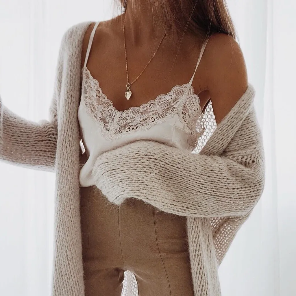 

Майка женская кружевная с V-образным вырезом и открытой спиной