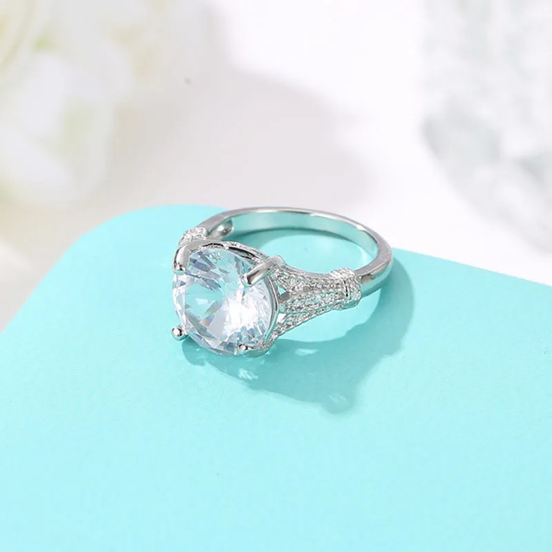 

925 Sterling Silver Wedding Jewelry 2.50ct Round Cut White Moissanite Diamond Vintage Engagement Ring