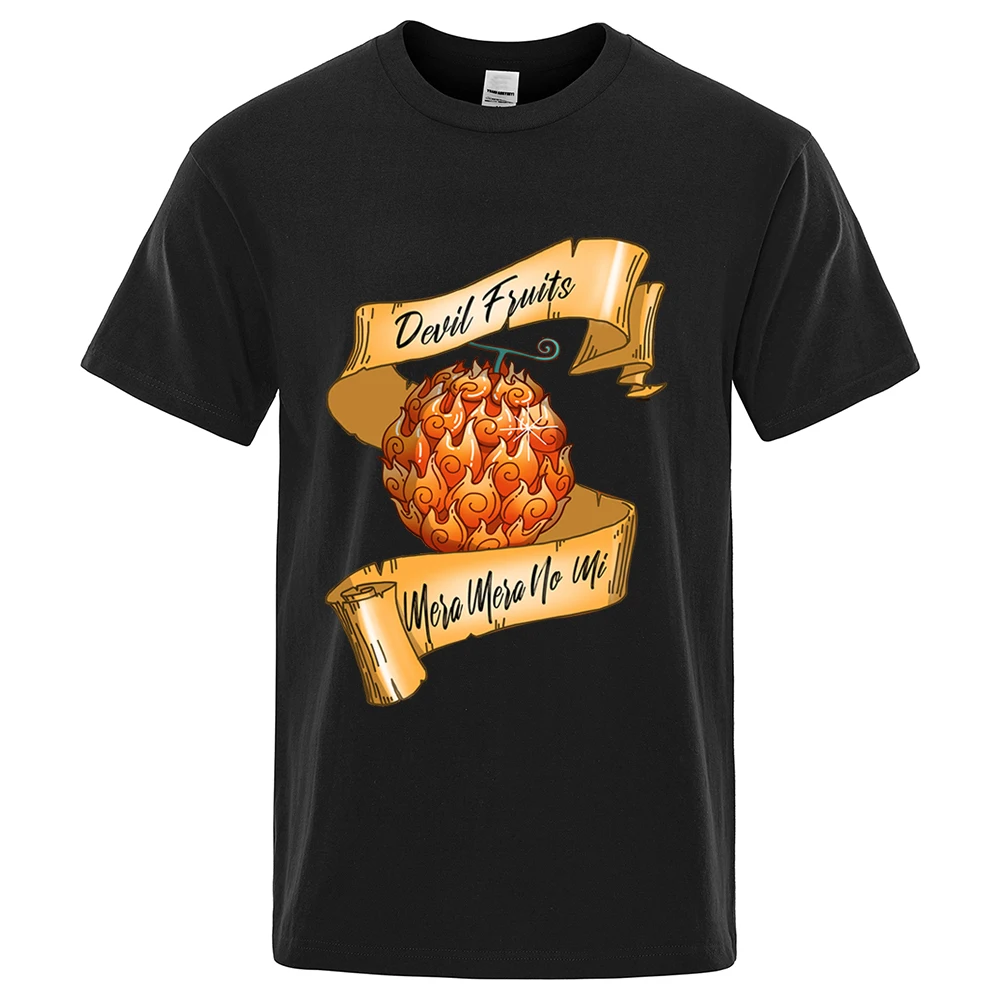 

Male T-Shirt Leisure Brand Male Clothes Devil Fruit Mera Mi Tee Shirt Breathable Summer Men Tops Oversize Trendy