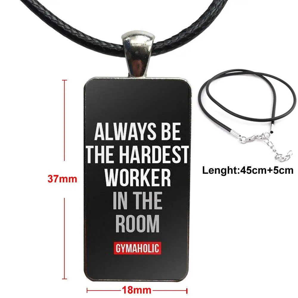 

Necklace With Steel Plated Glass Cabochon Choker Long Pendant Rectangle Necklace For Women Gift Daily Motivation In Gymaaholic