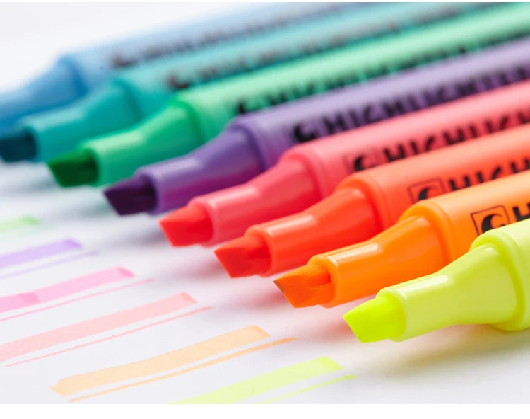 Student stationery Focus mark pen Colorful highlighter mix color 15pcs free shipping