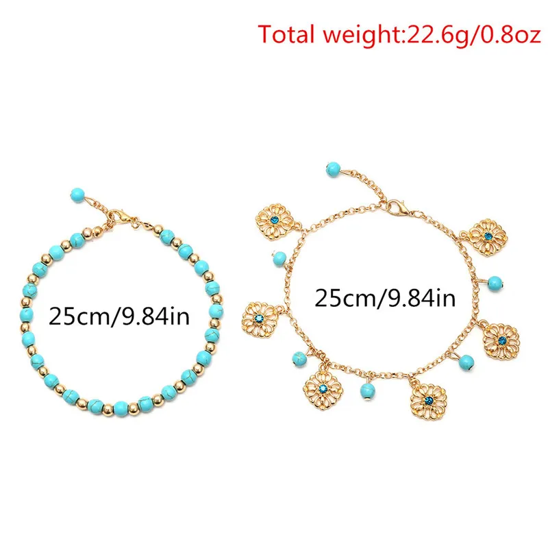 2 шт./компл. золотой цвет зеленый хаулит бисера ножной браслет Уникальный цветок