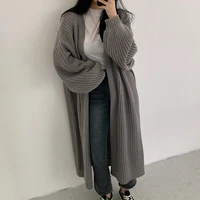 womens cardigan long knitted casual retro loose sweater jacket pure color oversized sweater korean fashion women cardigan 2021