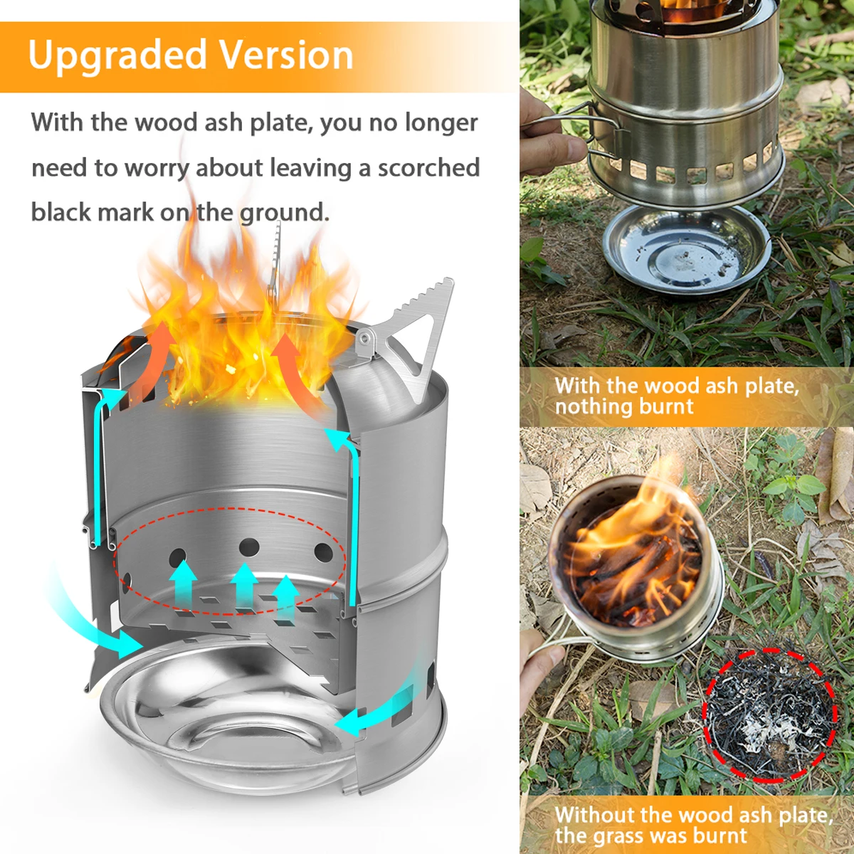 

TOMSHOO Camping Stove Ash Plate Foldable Handle Portable Folding Windproof Wood Stove Compact Alcohol Stove Camping Equipment