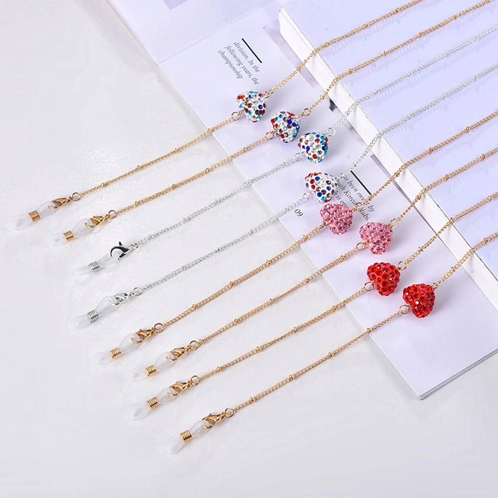 

Fashion Crystal Glasses Chains Women Trend Heart Sunglasses Eyewears Cord Holder Neck Strap Rope Chain Lady Mask Hanging Chain