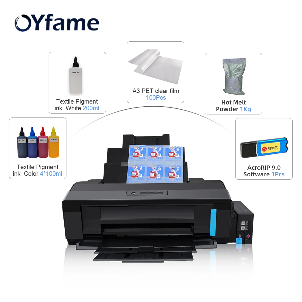 OYfame L1800 DTF Printer A3 DTF Printer A3 Directly Heat Transfer Film Printer A3 DTF Printer For a3 T shirt Printing machine