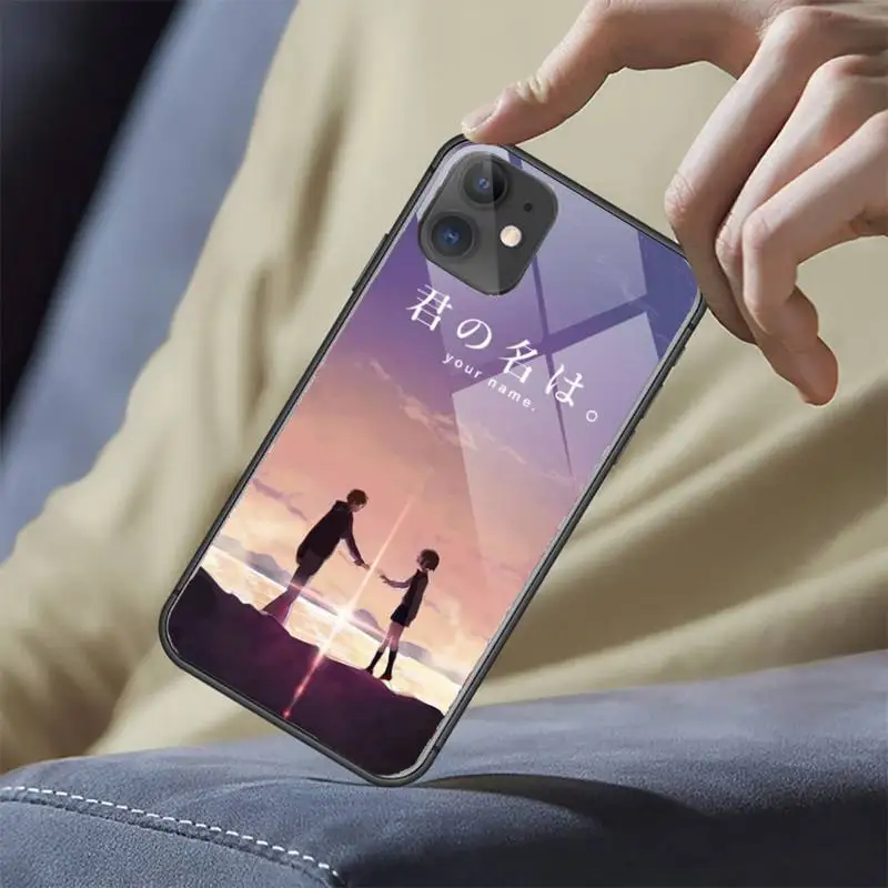 

cartoon anime your name Phone Case Tempered glass For iphone 5C 6 6S 7 8 plus X XS XR 11 PRO MAX