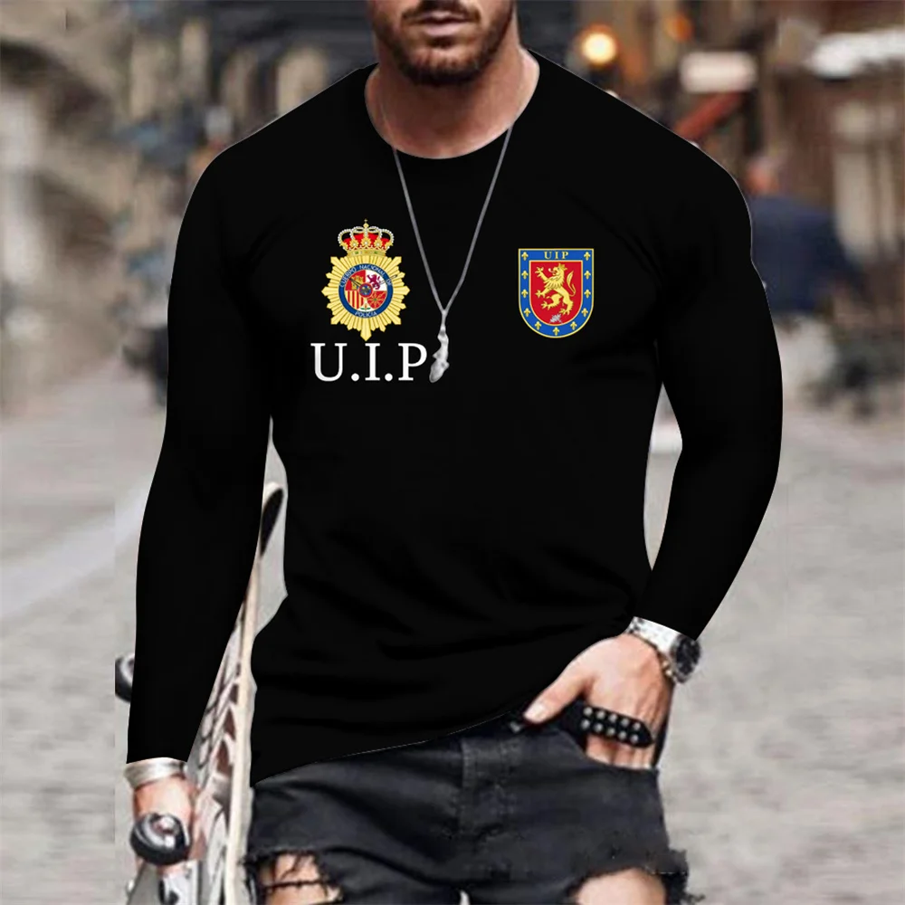 

Man Cool Espana Policia CNP UIP UPR anti riot Force T-shirt Short Sleeve Men Tops Spain National Police T Shirt