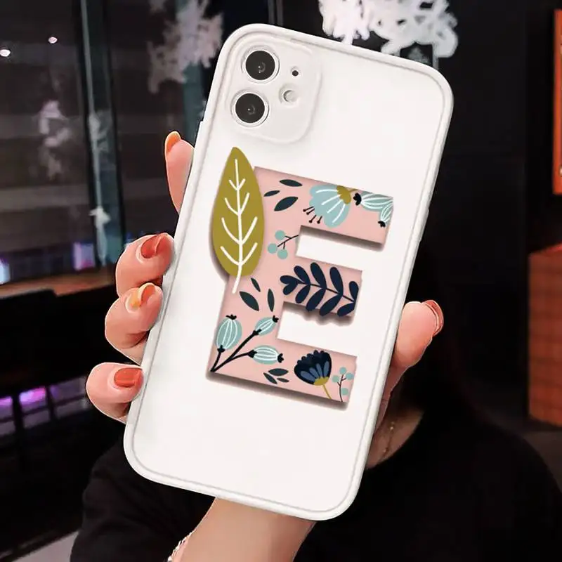 

Flower initials pattern Phone Case matte transparent For iphone 7 8 11 12 plus mini x xs xr pro max cover