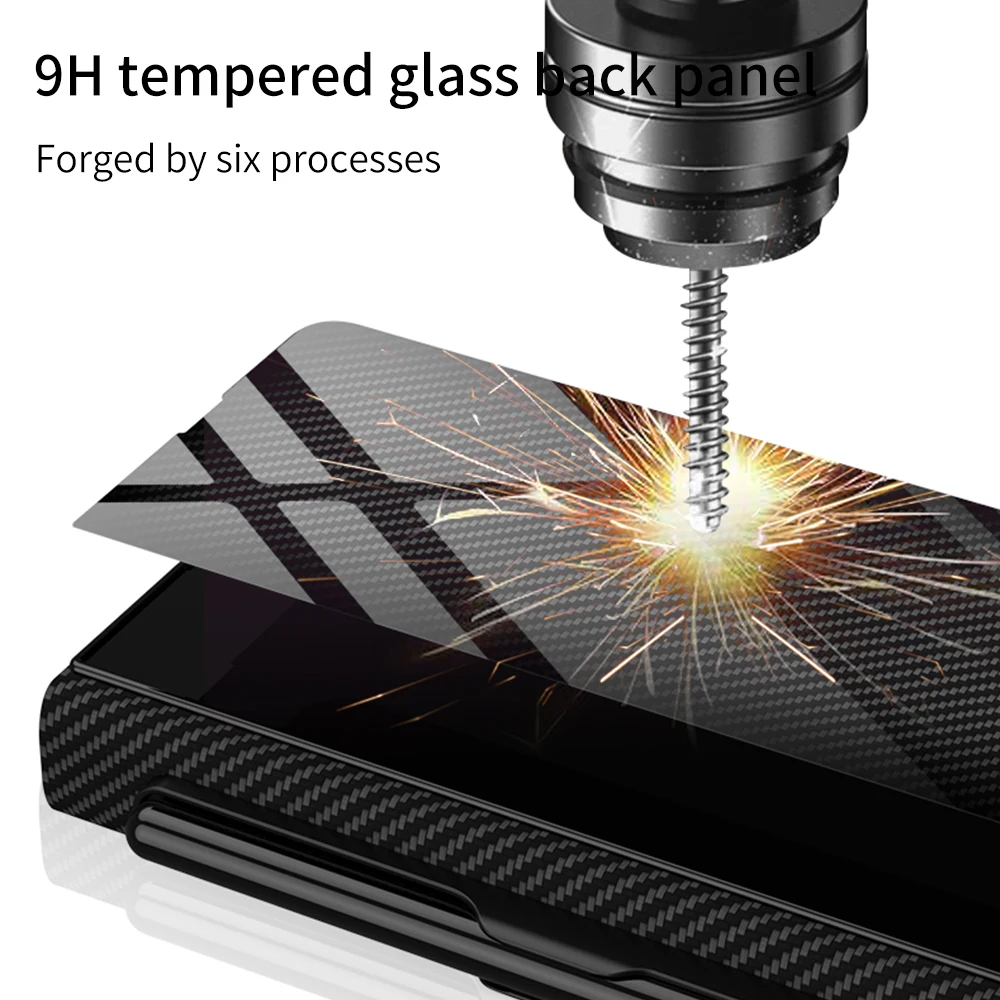 for samsung galaxy z fold 3 case s pen holder slot leather and tempered glass flip stand cover for galaxy z fold3 no s pen free global shipping