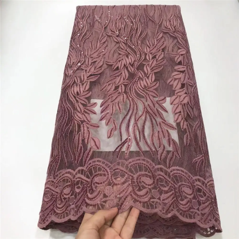 

2019 Latest African Lace High Quality White African French Tulle Lace Fabric with Sequins embroidery For African Wedding