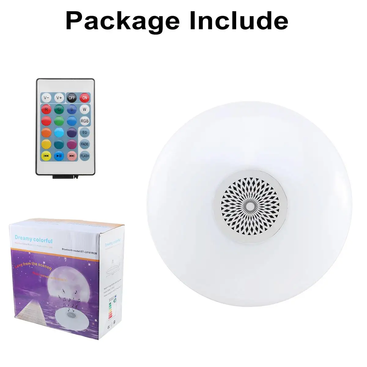

30W E27 Music Led Ceiling Light Lamp RGBW Flush Mount Music APP bluetooth Speaker Smart Ceiling Lamp With 24Keys Remote Control