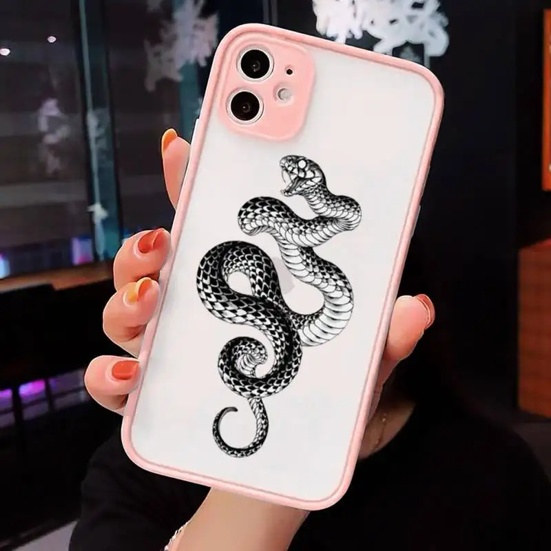 

animal black snake Terrible horror Phone Cases matte transparent For iphone 7 8 11 12 plus mini x xs xr pro max cover