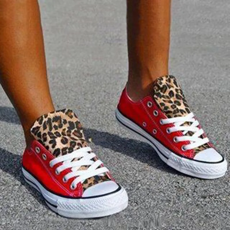

New fashion low-cut canvas shoes leopard print women's sneakers breathable flat bottom hot sale vulcanized canvas shoes