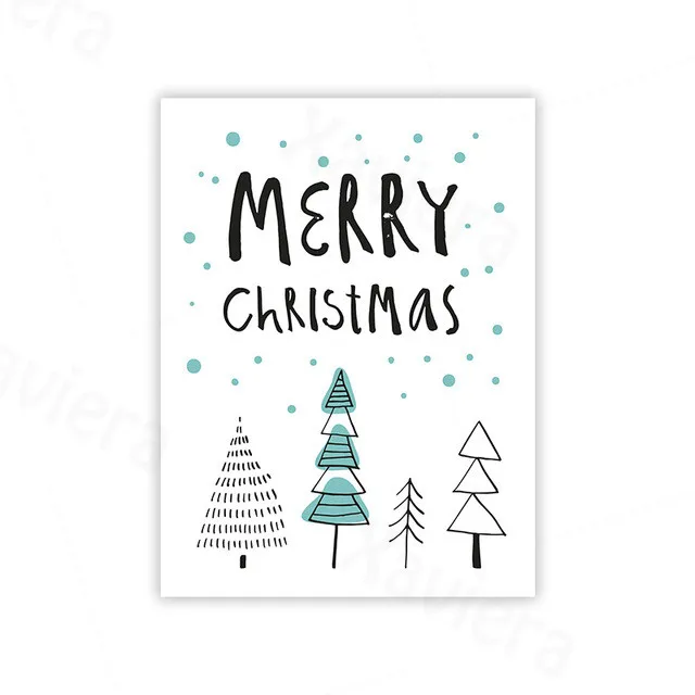 Рождественская Скандинавская мультяшная елка холст живопись сине-белый