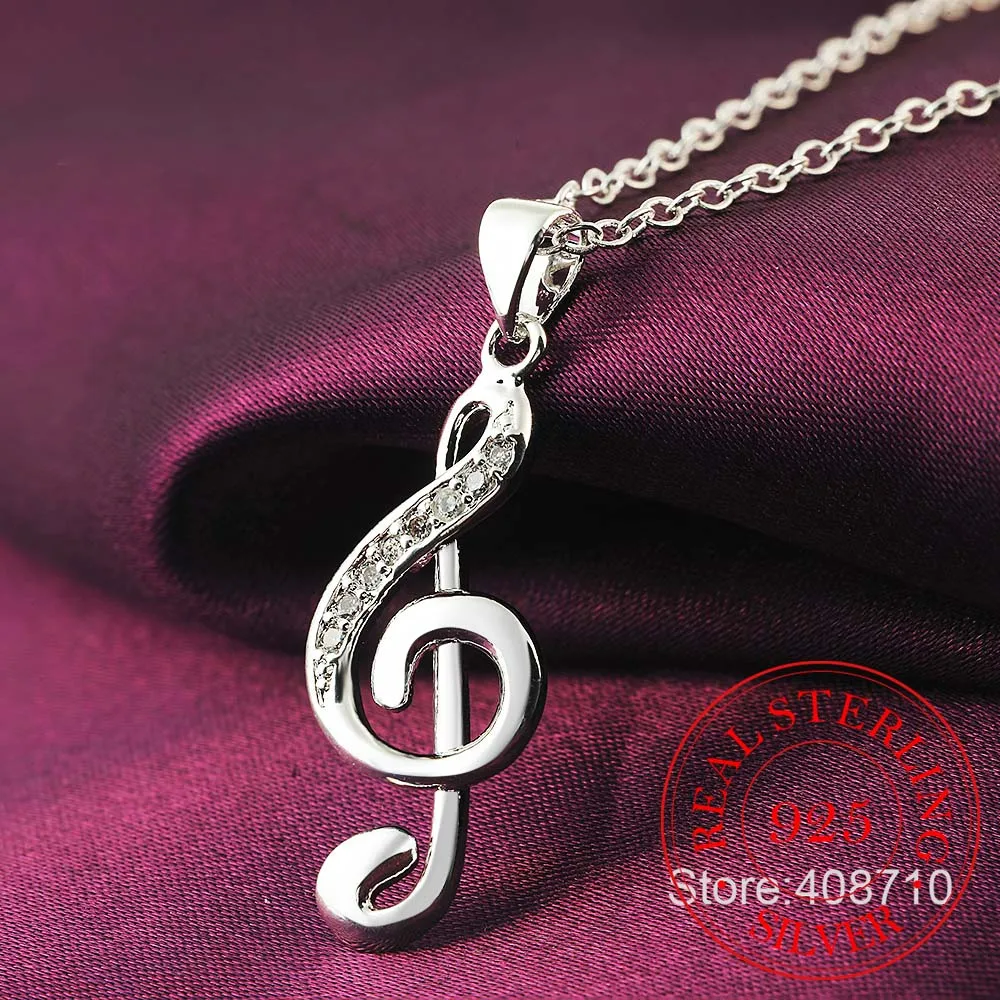 

Popular Music Rhythm Pendant Necklace For Women Wedding 925 Silver Necklace Jewelry Girl Lady Engagement Accessorie