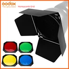 Godox BD-04 Barn Door + Honeycomb Grid + 4 Color Filter for Standard Reflector Photography Studio Flash Accessories