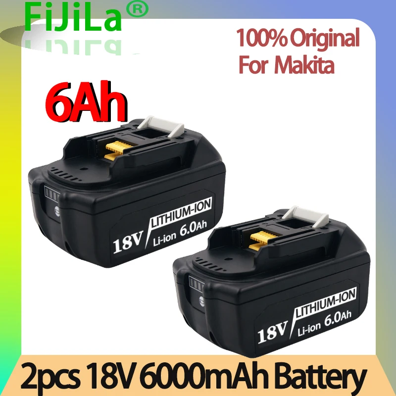 

Original 18V 6Ah Rechargeable Battery Li-Ion Battery Replacement Power Tool Battery for MAKITA BL1880 BL1860 BL1830+3A Charger