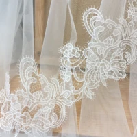 3 yards ivory scallop bridal gown lace trim eyelash crochet wedding veil fabric trim diy 18cm wide