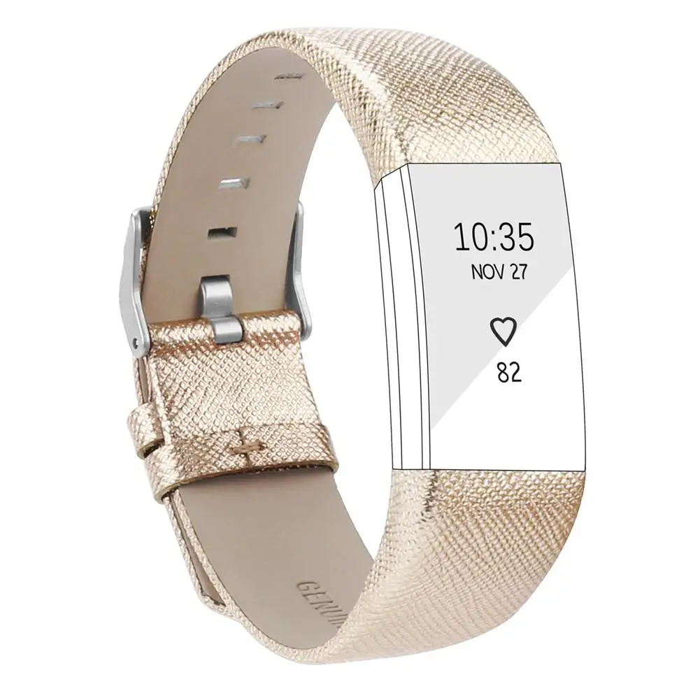 Gold Умный Фитнес-браслет наручный ремешок на замену ремешок для FitBit Charge 2 Натуральная кожа ремешок для FitBit Charge 2 - Цвет ремешка: Gold