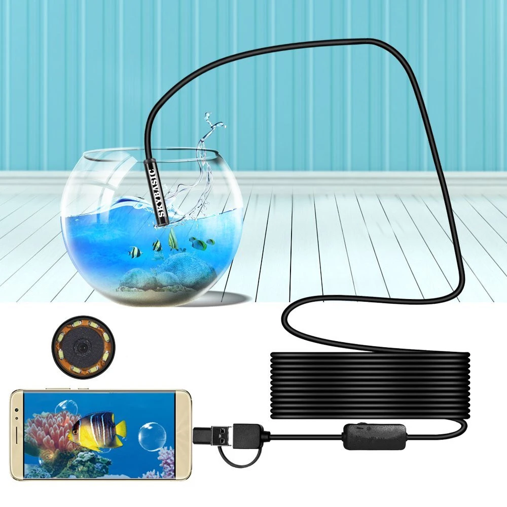 720P 3 в 1 эндоскоп мини камера Usb Камера Безопасности 8 мм для Android телефона и ПК отоскоп Инспекционная камера микроскоп