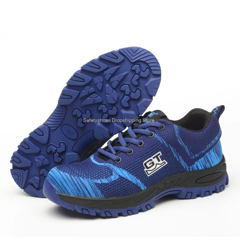 

Indestructible Safety Shoes Men Mesh Breathable Steel Toe Anti-Stab Anti-Smash Work Shoes Male Portective Footwear Dropshipping