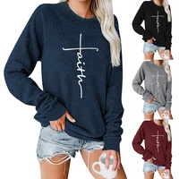 autumn winter hoodies sweatshirts women faith embroidered sweatshirt long sleeve pullovers cotton christmas casual tops