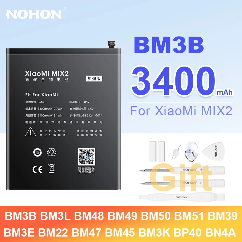 Аккумулятор NOHON BM3B BM3L BM48 BM49 BM50 для Xiaomi Mi 9 8 6 Mix 2 Max Note сменная батарея Max2 Mix2 BM51 BM39 BM3E