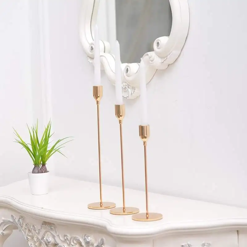 Металлические подсвечники в китайском стиле простое золотистое свадебное