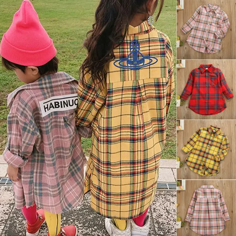 Одежда для маленьких мальчиков и девочек на весну осень клетчатое пальто топ с