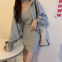 2021 spring autumn two piece outfits for women female korean fashion suit clothing matching sets lounge wear hooded tops dress