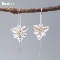 bastiee orchid flower drop silver earrings 925 women jewelry classic dangle earings gifts for women