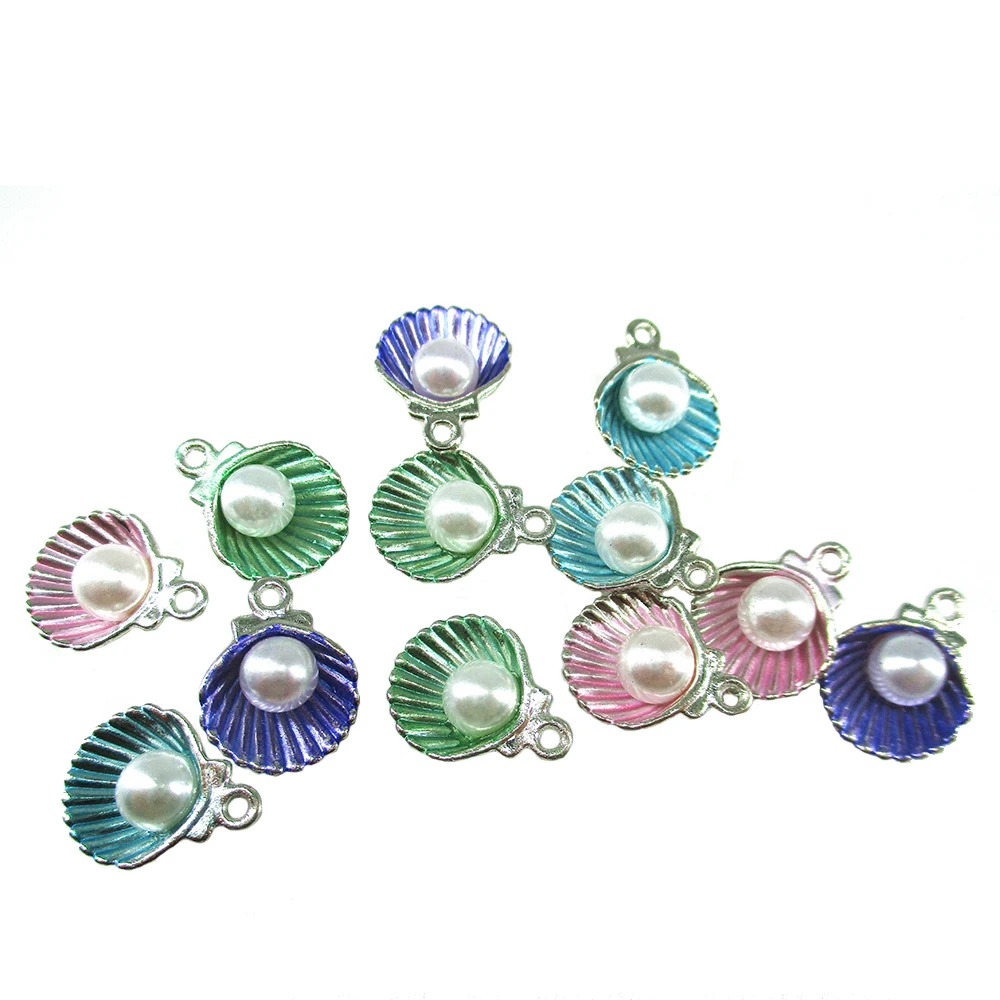 10 шт. эмалированные трехмерные шармы серии жемчужных ракушек для изготовления ювелирных изделий «сделай сам», браслетов, сережек, ожерелий