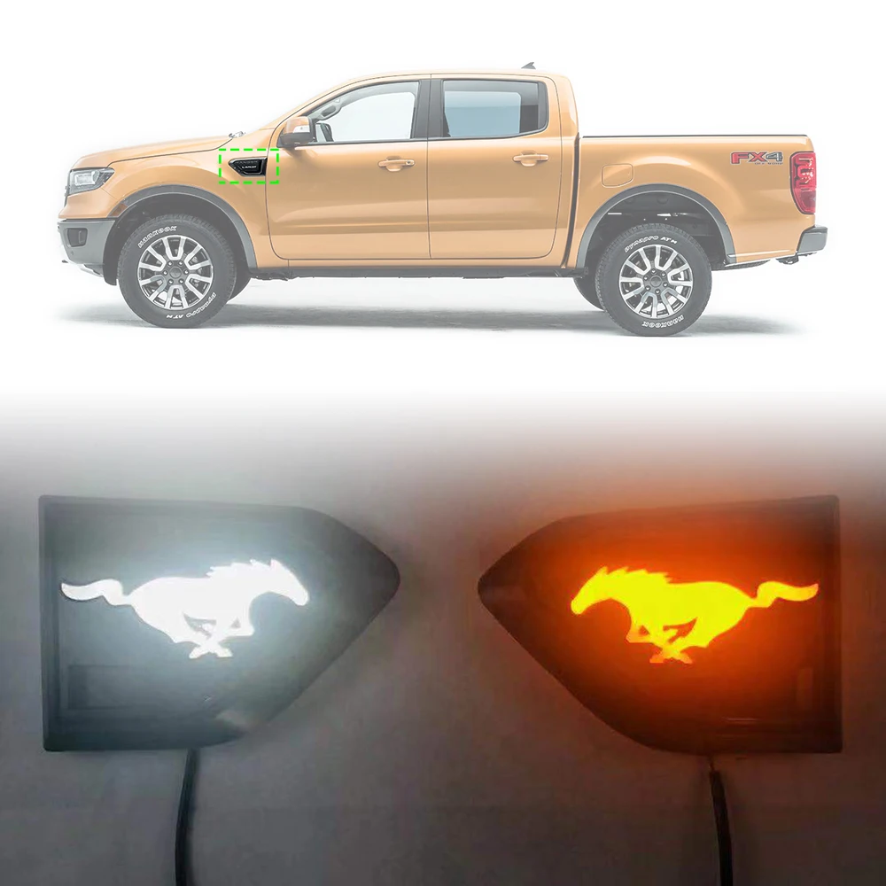 LED Side Marker Light for Ford Everest Ranger 2015 2016 2017 2018 2019 DRL Fender Lamp Daylight with Turn Signal Mustang Style