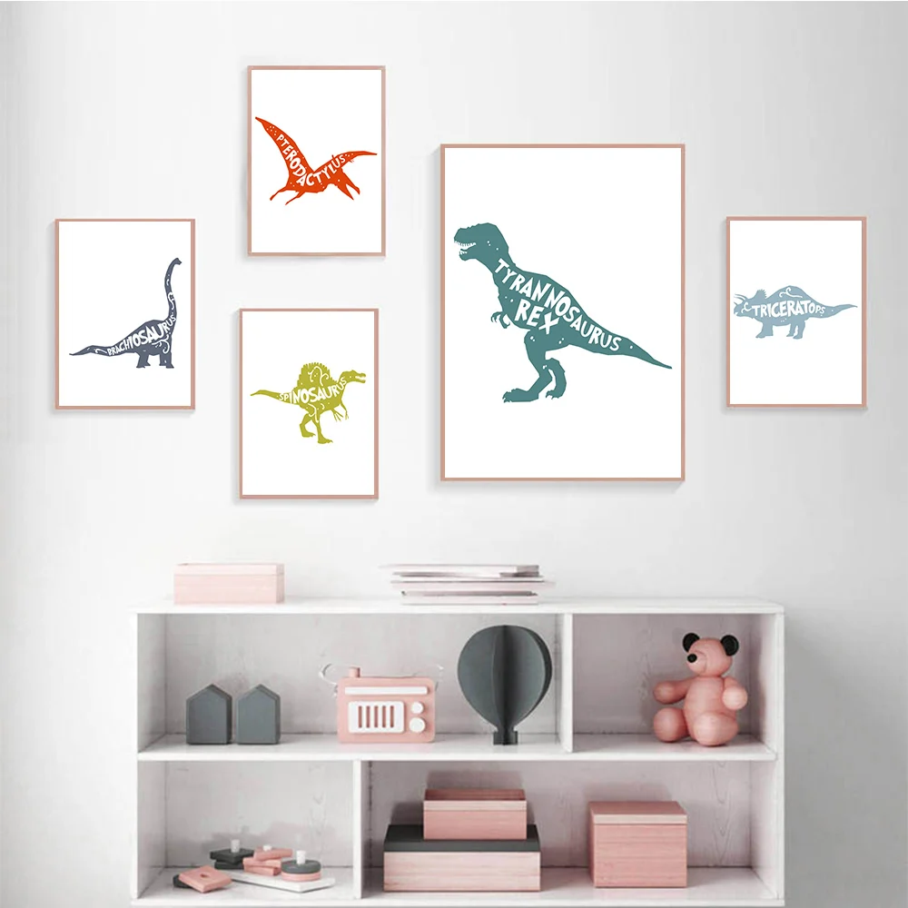 

Мультяшный динозавр, печатный постер, Трицератопс, искусство, картина, настенные картины в скандинавском стиле, декор для комнаты мальчиков