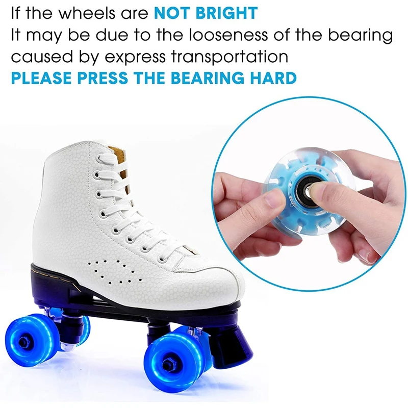 

8 Piece Roller Skate Wheels Luminous Light Up with Bearings,Suitable for 32mm x 58mm Double Row Skates and Skateboards